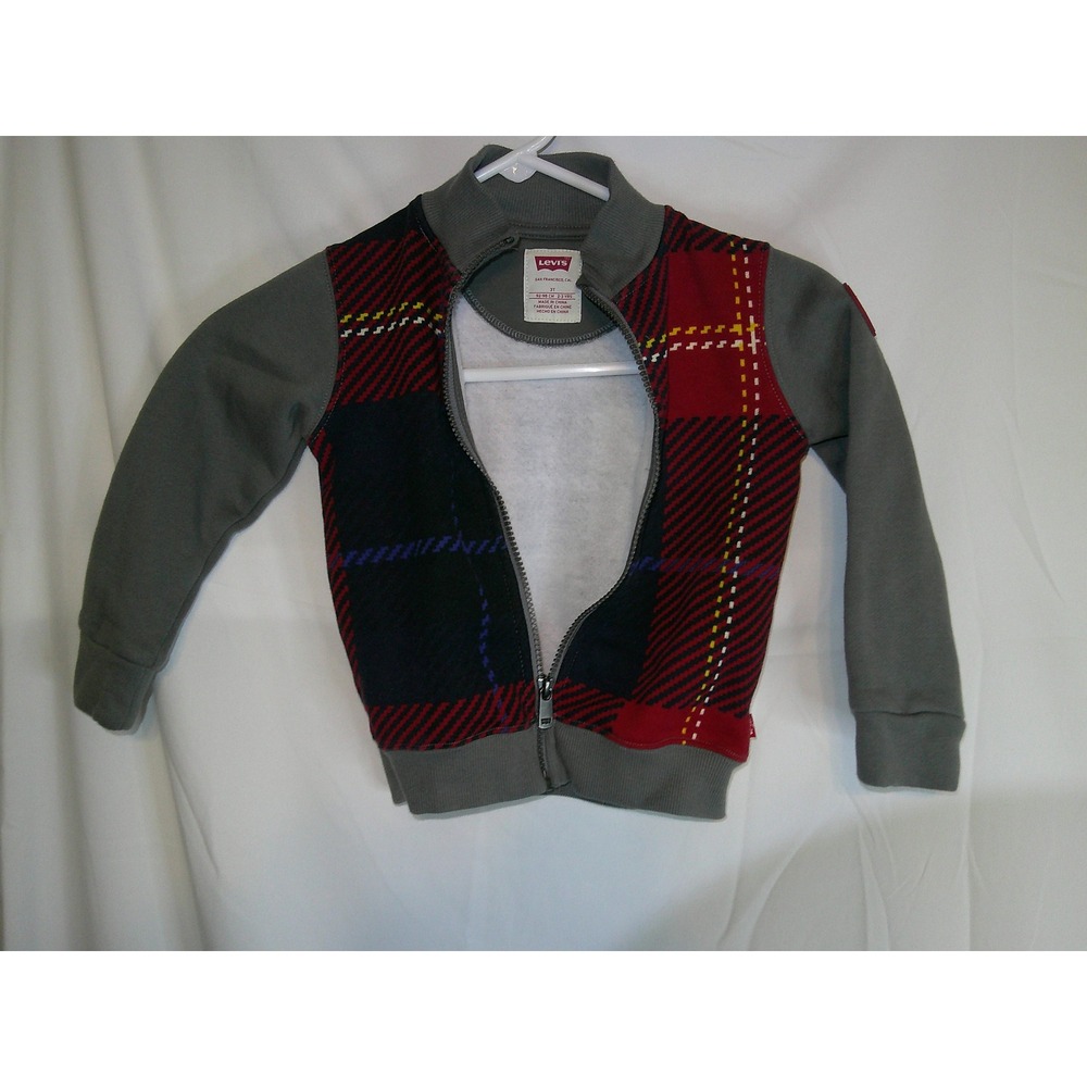Levi's Kids 3T Plaid Zip Up Jacket Gray‎ Sleeves Toddler Boy